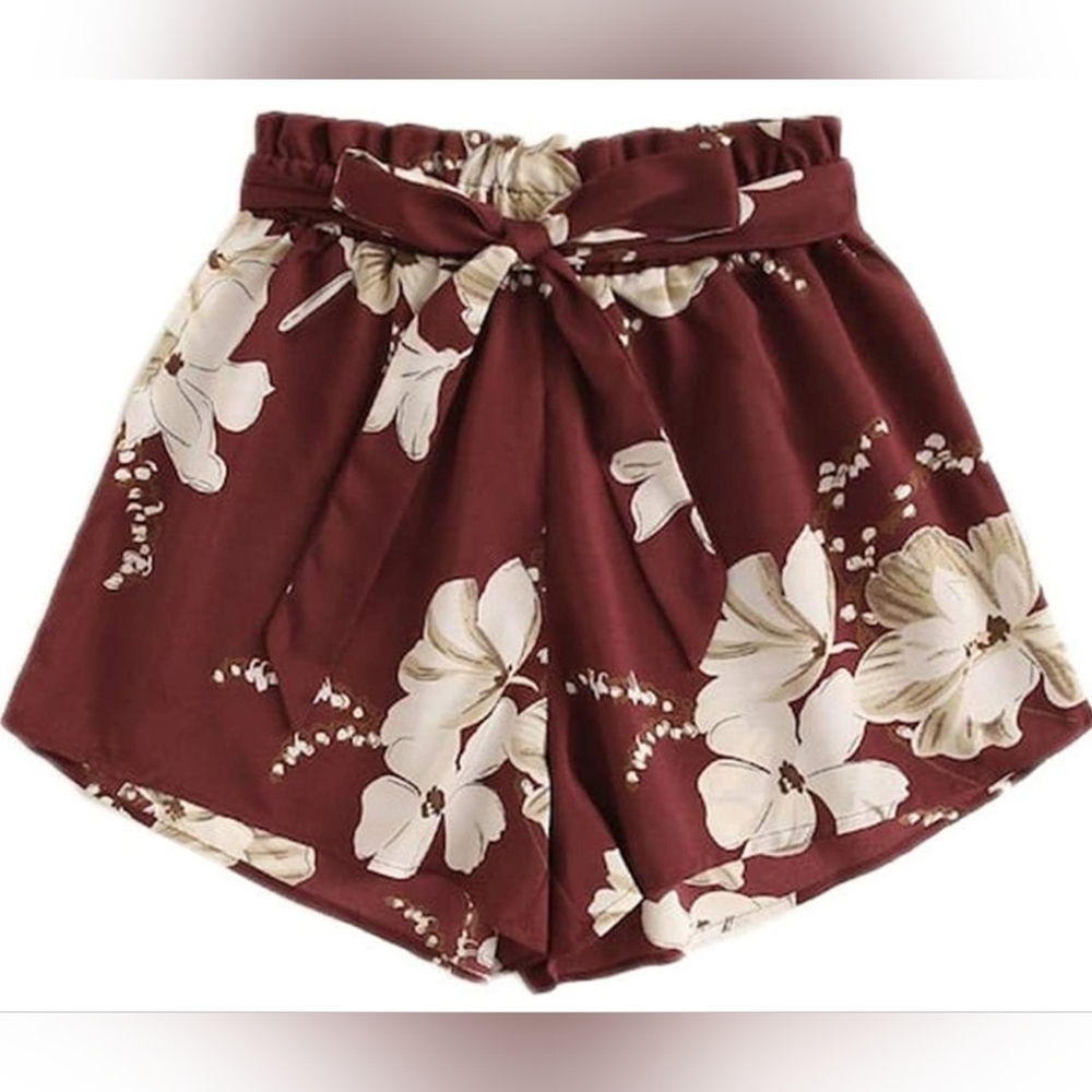Women's Plus Size Shorts Summer Casual Flora Elastic Waist Shorts